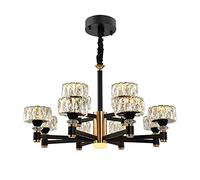 WGFJKI Large Crystal Chandelier Lighting Black Dining Room Chandelier Hanging Lamp Contemporary Luxury Crystal Ceiling Pendant Lights for Living Room Kitchen Island Farmhouse
