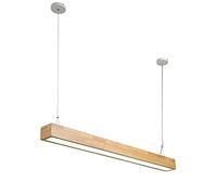 WGFJKI LED Adjustable Hanging Lighting Wooden Dining Table Chandelier Fixture Acrylic Pendant Light Linear 3000K T5 Light Tube for Office Dining Room Bedroom Hallway Lounge Wood Color,90cm