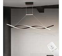 WGFJKI LED Dining Table Pendant Light Smart Dimmable Hanging Lamp with Remote Control Height Adjustable Creative Spiral Chandelier Black for Living Room Office Kitchen Island Cafe,100cm