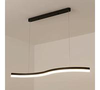 WGFJKI Long Linear Pendant Light, Ultra-thin Metal Hanging Lamp with Acrylic Lampshade, Black Dining Room Suspension Lamps, LED Chandelier - 36W, Strip Twist Drop Lights