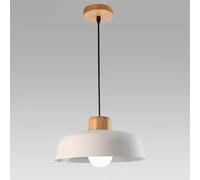 WGFJKI Metal 11.8in Dome Wood Ceiling Hanging Lamp Nordic Chandelier E27 Droplight for Hallway Entryway Dining Room Bedroom(White)