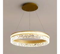 WGFJKI Metal Ring Chandelier Light-Guiding Acrylic Shade LED Nordic Drop Lights Chandelier for Kitchen Island Dining Rooms Living Room(Gold)