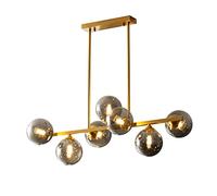 WGFJKI Mid Century Chandelier Gold Brass Sputnik Chandelier Linear Glass Globe Chandeliers Magic Bean Molecular Ceiling Pendant Light for Living Room Bedroom Dining Room