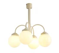 WGFJKI Mid Century Glass Globe Chandelier White 4-Light Sputnik Chandeliers Lighting Fixtures Magic Bean Molecular Ceiling Hanging Light with Glass Shade for Living Room Farmhouse Dining Room