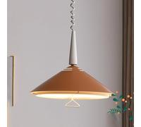 WGFJKI Minimalist Kitchen Island Chandelier Nordic Retractable Dinning Room Pendant Light Cone Shape Bauhaus Medieval Style Metal Hanging Ceiling Lamp （Bean Paste/Caramel/Gray）