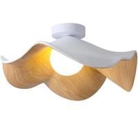 WGFJKI Nordic Creativity Leaf Ceiling Lamp Japanese Wood Grain Ceiling Light Fixture Semi Flush Mount Hallway Ceiling Lamp Minimalist Bedroom Chandelier for Living Room Balcony Aisle(White)