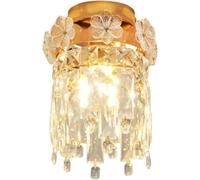 WGFJKI Nordic Creativity Semi Flush Mount Crystal Flower Shaped Aisle Ceiling Lamp Minimalist Gold Hallway Ceiling Light Mid Century Glass Balcony Pendant Light for Bedroom Entryway Stairs