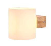 WGFJKI Nordic Solid Wood Wall Light Japanese Style Round Glass Lampshade Wall Sconce Lighting Fixture for Living Room Aisle Balcony Bedroom Bedside Desk Wall Lamp