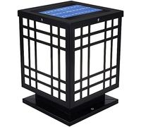 WGFJKI Outdoor Lighting Tricolor Light Pillar Lamp Solar Post Light Stainless Steel Exterior Column Lamp Waterproof IP65 Street Light Square Stigma Light Garden Gate Fence Lawn Porch Decorative