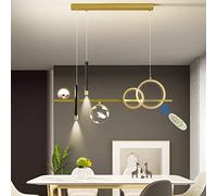 WGFJKI Pendant Light LED Restaurant Hanging Lamp with Remote Control Dimmable Lighting Luxury New Creative Feather Chandelier with Spotlight Rectangular Dining Table Lamp Living Room Bar Office
