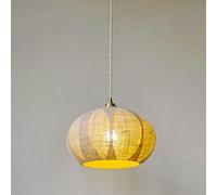 WGFJKI Pendant Lighting Kitchen Island, Bohemial Linen Fabric Hanging Ceiling Lamp Japanese Style Brass Pendant Light Fixture, Adjustable Boho Retro Drum Dining Room Chandelier, E27
