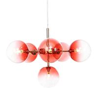 WGFJKI Pendant Lights Mid Century 6 Lights Hanging Pendant Light, Contemporary Gradient Red Glass Globe Chandelier Light Fixture Compatible with Dining Room Living Room Foyer