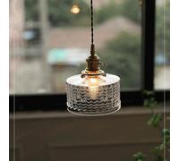 WGFJKI Retro Pendant Light Fixtures Vintage Brass Socket Hanging Lamp With Switch, 1 Light Cylinder Clear Glass Pendant Lighting For Kitchen Island Farmhouse Living Room, Adjustable Height