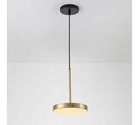 WGFJKI Round Panel Pendant Light, Metal Disc Hanging Lamp with Acrylic Shade, LED Chandelier, Ultra-Thin Bedside Suspension Lamps, Electroplated Drop Lights