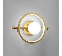 WGFJKI Round Wall Sconce, White Globe Shade Geometric Indoor Wall Lighting Fixtures, 15W LED Headboard Lamps For Living Room Bedroom Bedside Living Room Interior Wall Lights