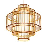 WGFJKI Rural Woven Hanging Light Lantern Chandelier Chinese Style Hollow Pendant Lamp Energy-Saving Indoor Ceiling Lighting Fixtures For Bedroom Kitchen Island Restaurant