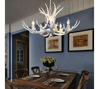 WGFJKI Rustic White Deer Antler Chandelier Vintage Style Pendant Lighting with 5 Lights for Living Room Dining Room Bedroom Balcony Bar and Cafe