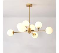 WGFJKI Sputnik Chandeliers Gold mid Century Chandelier 8-Lights Globe Chandelier with White Glass Shade Magic Bean Hanging Pendant Light for Dining Room Kitchen Living Room Bedroom Farmhouse