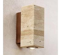 WGFJKI Square Natural Stone Wall Light Minimalist Indoor Washer Natural Stone LED Wall Sconce Bedside Wall Lamp for Bedroom Foyer Kitchen Entryway Farmhouse(Wood Grain,16cm)