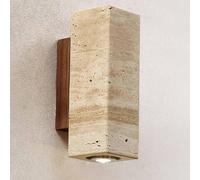 WGFJKI Square Natural Stone Wall Light Minimalist Indoor Washer Natural Stone LED Wall Sconce Bedside Wall Lamp for Bedroom Foyer Kitchen Entryway Farmhouse(Wood Grain,23cm)