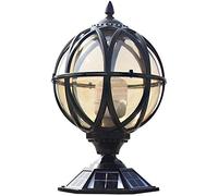WGFJKI Victorian Outdoor Solar Column Lamp Globe Waterproof Fence Wall Pillar Lamps LED Exterior Rainproof Glass Porch Post Bollard Light Aluminum Landscape Deck Bollard Light Pedestal Light