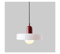 WGFJKI Wall Lamp Hanging Light Glass Pendant Lighting Ceiling Fixture Round Small Chandelier Ceiling Lamp Single Suspended Lights for Dining Room Island Cafe Bar (Color : Red+White)