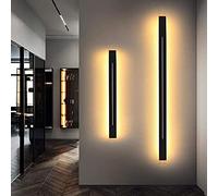 WGFJKI Wall Lights Indoor Wall Lamp LED Warm Light Long Strip Wall Sconce Black Wrought Iron Acrylic Wall Lighting for Living Room Corridor Courtyard LampWarm light-80cm/24W