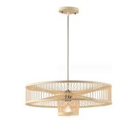 WGFJKI Weaving Fixtures Lighting Southeast Asian Hanging Lamps with E27 Holder Open Weave Cane Rib Bell Pendant Lights Restaurant Bar Counter Creative Tea Room Pendant Lamps Chandelier (Size :
