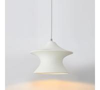 WGFJKI White Scandinavian Pendant Lights Kitchen Island Light Fixture Resin Look Pendant Light Horizontal Stripe Chandelier 8.6 Inch Japanese Style Art Hanging Ceiling Lamp