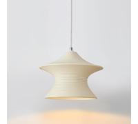 WGFJKI White Scandinavian Pendant Lights Kitchen Island Light Fixture Resin Look Pendant Light Horizontal Stripe Chandelier 8.6 Inch Japanese Style Art Hanging Ceiling Lamp