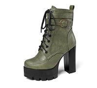 WGFJKI Womens boots Women's Thick-soled, High-heeled Women's Booties, Round Head, Zippered Motorcycle Boots