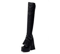 WGFJKI Women's High Heel Over The Knee Boots Chunky 14CM Thigh Heels Fetish Performance Footwear for Pole Dancing and Striptease