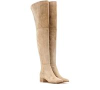 WGFJKI Womens Over The Knee Boots, Elegant Mid Heel Round Toe Slim Ladies Thigh High Boots, Daily Party Evening Dress Banquet Occasion Long Boots,Apricot,36 EU