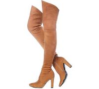 WGFJKI Women's Over The Knee Boots Solid Color High-heeled Boots Daily Casual Pointed Thick Heel Thigh High Boots 10.5CM