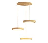 WGFJKI Wooden Disc Pendant Light, LED Hanging Lamp, Ultra-thin Wooden Frisbee Suspension Lamps with White Acrylic Shade, Dining Room Decorative Lighting Ceiling Lights