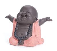 WGFKVAS Buddha Statue, Laughing Ceramic Buda Statue, Baby Monk Figurine Cute Baby Buddha for Home Office Car Decors Gift Crafts and Arts (Red)