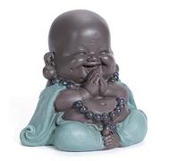 WGFKVAS Buddha Statue, Laughing Ceramic Buda Statue Little Monk Figurine Cute Baby Buddha for Home Office Car Decors Gift Crafts and Arts (Green)