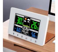 WGFOIP 1PCS Meteorological Clock,Color Display with 3 Adjustable LED Backlight,Digital Weather Thermometer for Garage Weather Monitoring, Weather Station Indoor Outdoor