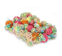 WGFOIP 20pcs Parrots Toy Set Durable Chewing Plaything for Birds Colorful Rattan and Paper Silk 5cm