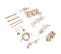 WGFOIP 8 Pcs Toys Set for Active Birds Chewing and Climbing Fun Natural Wood for Parakeets Conures Macaws and Lovebirds