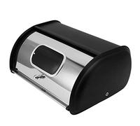 WGFOIP Bread Bin Bread Box, Kitchen Countertop Storage Container With Small Window Large Capacity Sleek Mirror Finish Easy Clean, 34.5x23x14.5cm (Black)