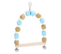 WGFOIP Color Swing Natural Wooden Block Exercise Toy with Bells for Small Medium Birds 15cm/5.9in