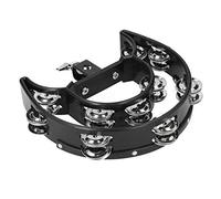 WGFOIP Hi Hat Tambourine Drum Set, Double Row Bells Musical Instrument for Drummers Guitarists Singers Composers, Multifunctional Hand Bell Rattle Loose,Black