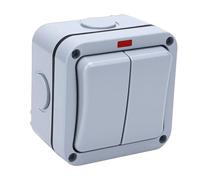 WGFOIP Outdoor Light Switch 20A Dual Control | Weatherproof ABS, IP66 rated, easy installation, 2 Gang, indicators