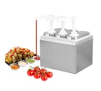WGFOIP Stainless Steel Condiment Pump Station, Sauce Dispenser Pump Syrup Pump Dispenser for Kitchen Home (2L Triple Pump)