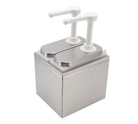 WGFOIP Stainless Steel Condiment Pump Station, Sauce Dispenser Pump Syrup Pump Dispenser for Kitchen Home (1L Double Pump)