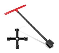 WGFOIP Steel Water Meter Key Wrench, T-Handle 4-Way Design & Durable 41cm Utility Tool, Water Shut Off Key for Valves, Faucets, Main Water Control