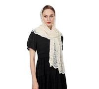 Wgior Rectangular Chapel Veil Scarf Catholic Church Veils Mantilla Wrap Shawl Mass Head Covering, Ivory, Large
