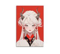 WGJYMX Character Chinese Style Dragon Horned Girl Illustration Art Decorative Painting Canvas Wall Posters And Modern Family Bedroom Decor 08x12inch(20x30cm)