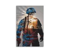 WGJYMX Creative Soldier Forest Silhouette Decorative Painting Canvas Wall Posters And Modern Family Bedroom Decor 16x24inch(40x60cm)